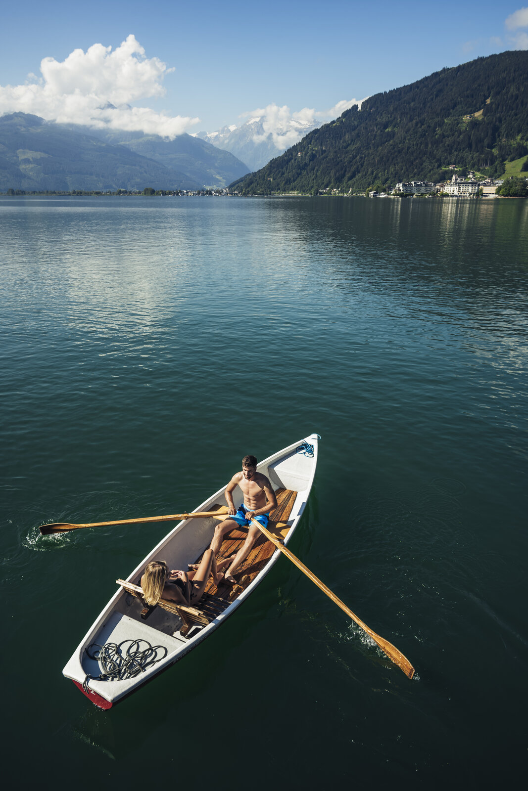 Zell am See in summer, boat trip on the lake